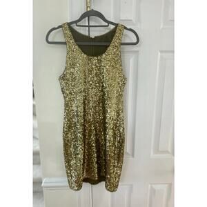 Alice + Olivia Bronze Gold Sequin Silk Mini Bodycon Sheath Mini Dress